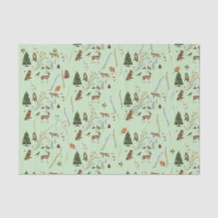 Jeden Anlaß Woodland Tiere Pflanze Sage Green Seidenpapier
