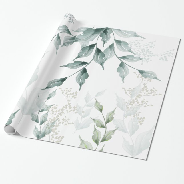Jeden Anlaß Wrapping Grayed Jade Green Botanic Geschenkpapier (Ungerollt)