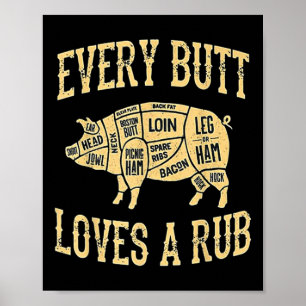 Jeden Hintern Lieben ein gutes Rub Funny Pig Fleis Poster