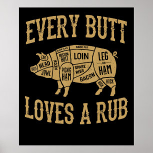Jeden Hintern Lieben ein gutes Rub Funny Pig Schwe Poster