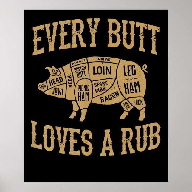Jeden Hintern Lieben ein gutes Rub Funny Pig Schwe Poster (Vorne)