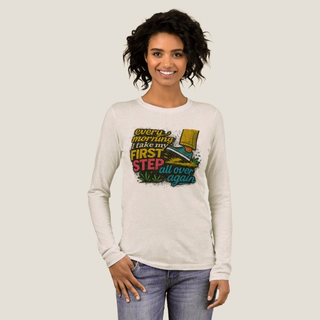 Jeden Morgen Erster Schritt - T-Shirt Tri-Blend Shirt (Volle Vorderseite)