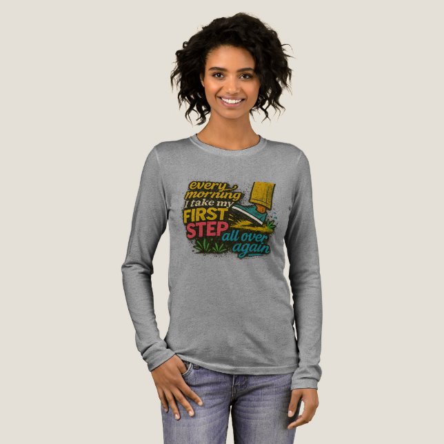 Jeden Morgen Erster Schritt - T-Shirt Tri-Blend Shirt (Volle Vorderseite)