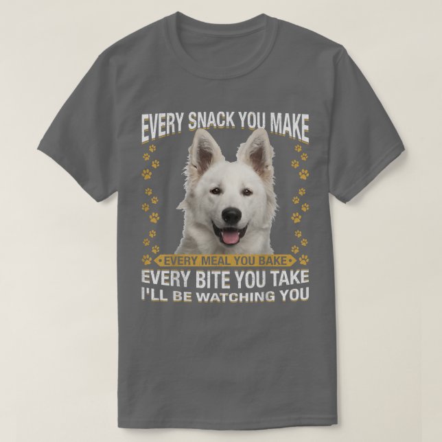 Jeden Snack, den Sie machen lustigen Berger Blanc  T-Shirt (Design vorne)