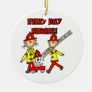 Jeden Tag Helden Feuerwehrleute T - Shirt und Gesc Keramik Ornament