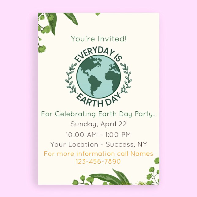 Jeden Tag Ist Earth Day Party Veranstaltungseinlad Flyer (Von Creator hochgeladen)