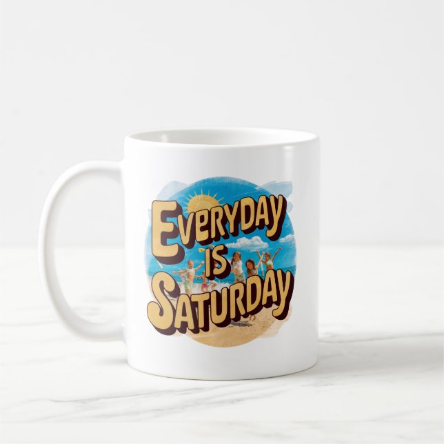 Jeden Tag ist ein Retro-Strand am Samstag Kaffeetasse (Links)