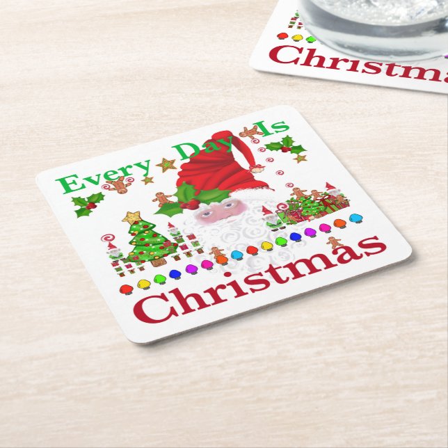 Jeden Tag ist Weihnachten Rechteckiger Pappuntersetzer (angewinkelt)