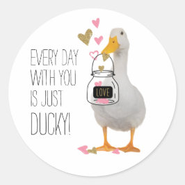 Jeden Tag mit Ihnen ist nur Ducky Valentine Runder Aufkleber