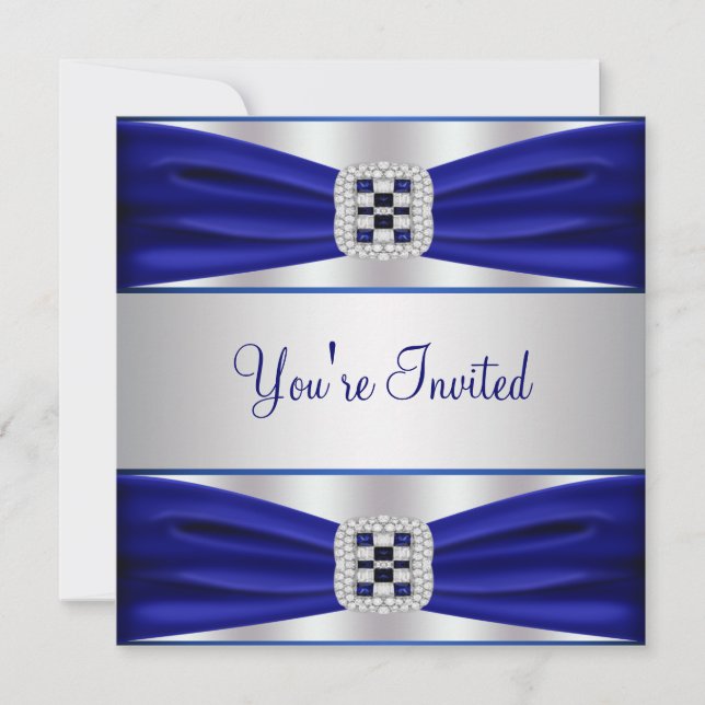 Jeder Anlass Cobalt Blue Party Einladung Template (Vorderseite)