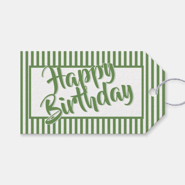 Jeder Anlass für Muster in den Farben grün/weiß Geschenkanhänger (Vorderseite (Horizontal))