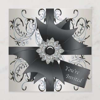 Jeder Anlass Ivory Blue Black Party Einladung
