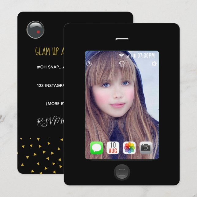 Jeder Anlass Selfie Party hinzufügen Fotoeinladung Einladung (Vorne/Hinten)