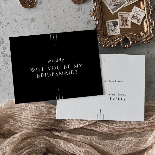 JEDER Art Deco Black Bridesmaid Vorschlag Karten (EVERLY Art Deco Black Bridesmaid Proposal Cards)