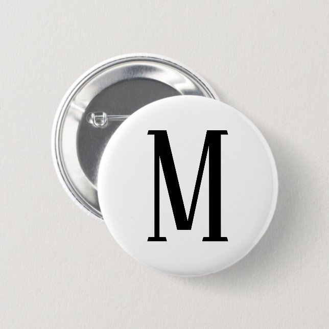 Jeder Buchstabe | Schwarz & Weiß oder DIY-Farben Button (Vorne & Hinten)