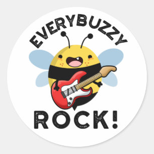 Jeder Buzzy Rock Funny Music Pun Runder Aufkleber