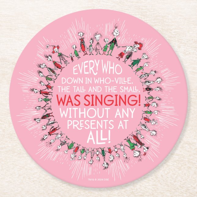 Jeder, der in Who Ville herunter geht Runder Pappuntersetzer (Vorderseite)