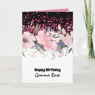 JEDER EINSATZ Girly Rosegold Pink Glitzer Karte
