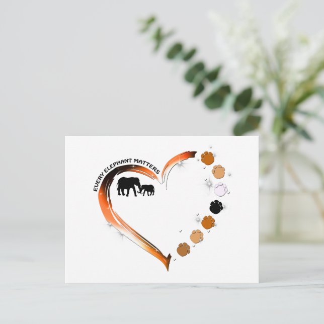 Jeder Elefant zählt goldenes Herz Elefantenpfeifen Postkarte (Stehend Vorderseite)