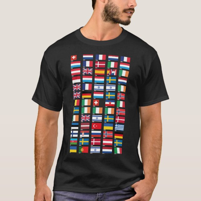 Jeder Eurovision Song Contest Gewinner&x27;s Flag  T-Shirt (Vorderseite)