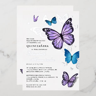 Jeder Farb-Schmetterling Elegante Quinceanera Folieneinladung
