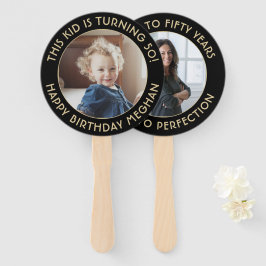 JEDER Geburtstag 2 Fotos Elegante Black and Gold R Fächer