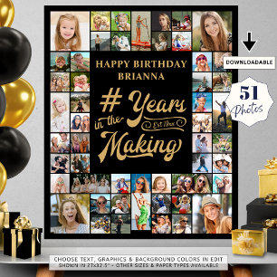 Jeder Geburtstag 51 Foto-Collage Jahre im Werden Poster