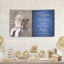 JEDER Geburtstag Cheers Brushed Blue und Gold 1 Fo Banner
