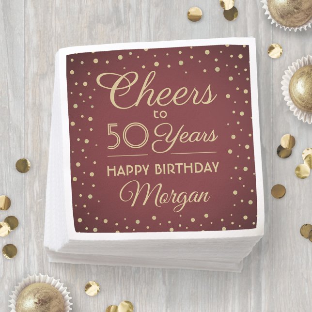 JEDER Geburtstag Cheers Burgundy & Gold Glitzer Pa Serviette (Von Creator hochgeladen)