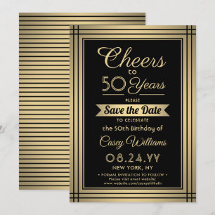 JEDER Geburtstag Cheers Elegante Classic Black and Save The Date