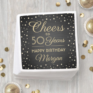 JEDER Geburtstag Cheers Eleganter Black and Gold G Serviette