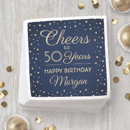 JEDER Geburtstag Cheers Navy Blue & Gold Glitzer P Serviette
