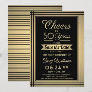 JEDER Geburtstag Prost Elegant Klassisch Schwarz u Save The Date