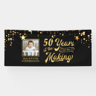 Jeder Geburtstag Schwarze Goldene Sterne Jahre im Banner