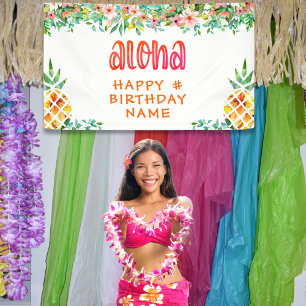 JEDER Geburtstag Tropische Ananas Floral ALOHA Banner