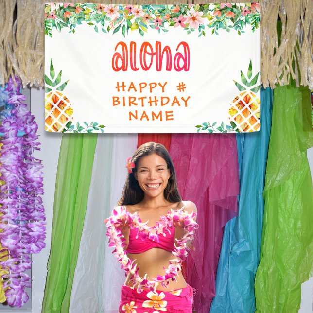 JEDER Geburtstag Tropische Ananas Floral ALOHA Banner (Von Creator hochgeladen)