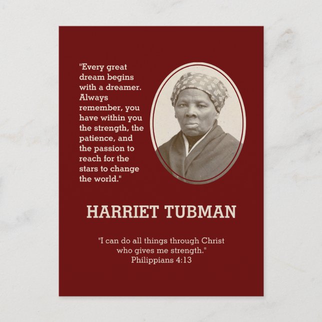 Jeder große Traum BHM HARRIET TUBMAN Zitat Postkarte (Vorderseite)