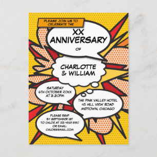 Jeder Hochzeitstag Spaß Retro-Comic Ankündigungspostkarte