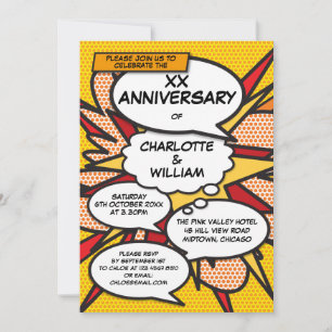 Jeder Hochzeitstag Spaß Retro-Comic Einladung