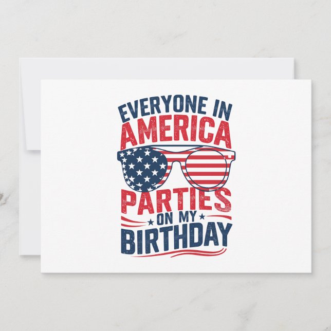 Jeder in Amerika Partys auf meinem Geburtstag Einladung (Vorderseite)