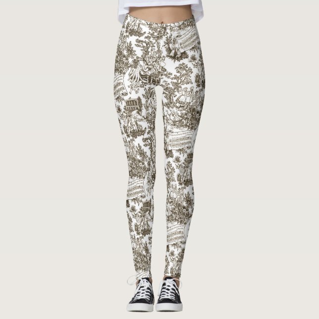 Jeder in Harmony Toile de Jouy (natürliche Tinte) Leggings (Vorderseite)