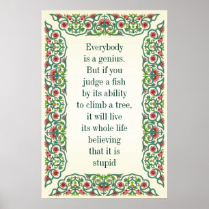 Jeder ist ein Genie. Aber wenn man einen Fisch nac Poster
