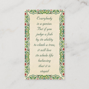 Jeder ist ein Genie. Aber wenn Sie einen Fisch Visitenkarte