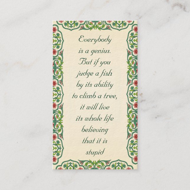 Jeder ist ein Genie.  Aber wenn Sie einen Fisch Visitenkarte (Vorderseite)
