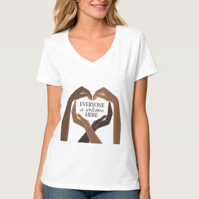 Jeder ist hier willkommen - Einheit & Diversity T-Shirt (Vorderseite)