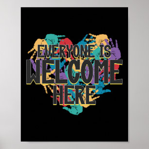 Jeder ist hier willkommen - Handprint Herz T - Shi Poster