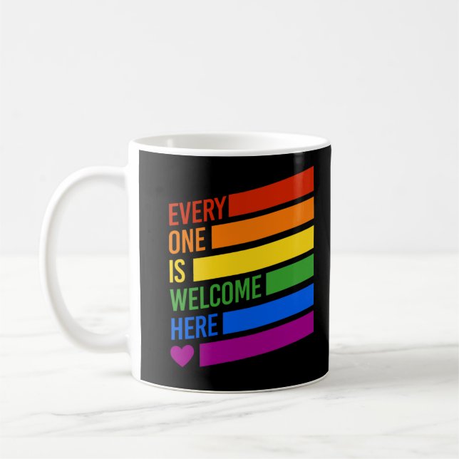 Jeder ist hier willkommen kaffeetasse (Links)