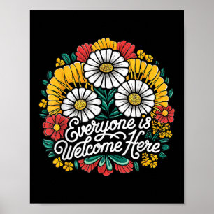 Jeder ist hier willkommen, Vintage Blume Boho zurü Poster