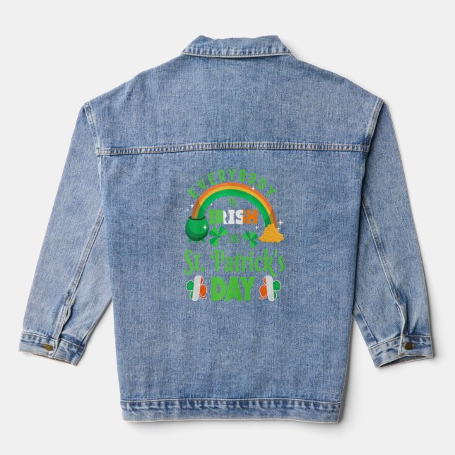 Jeder ist irisch auf St Patrick's Day Rainbow Fun Jeansjacke (Rückseite)