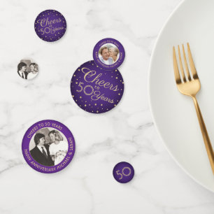 JEDER Jahrestag bejubelt 3 Foto Lila und Gold Konfetti